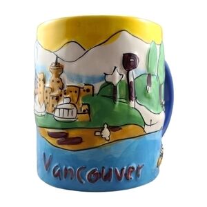 𝅺vancouver Pottery Mug Lions Gate Bridge Kayak Boat Souvenir Cup Coffee Tea